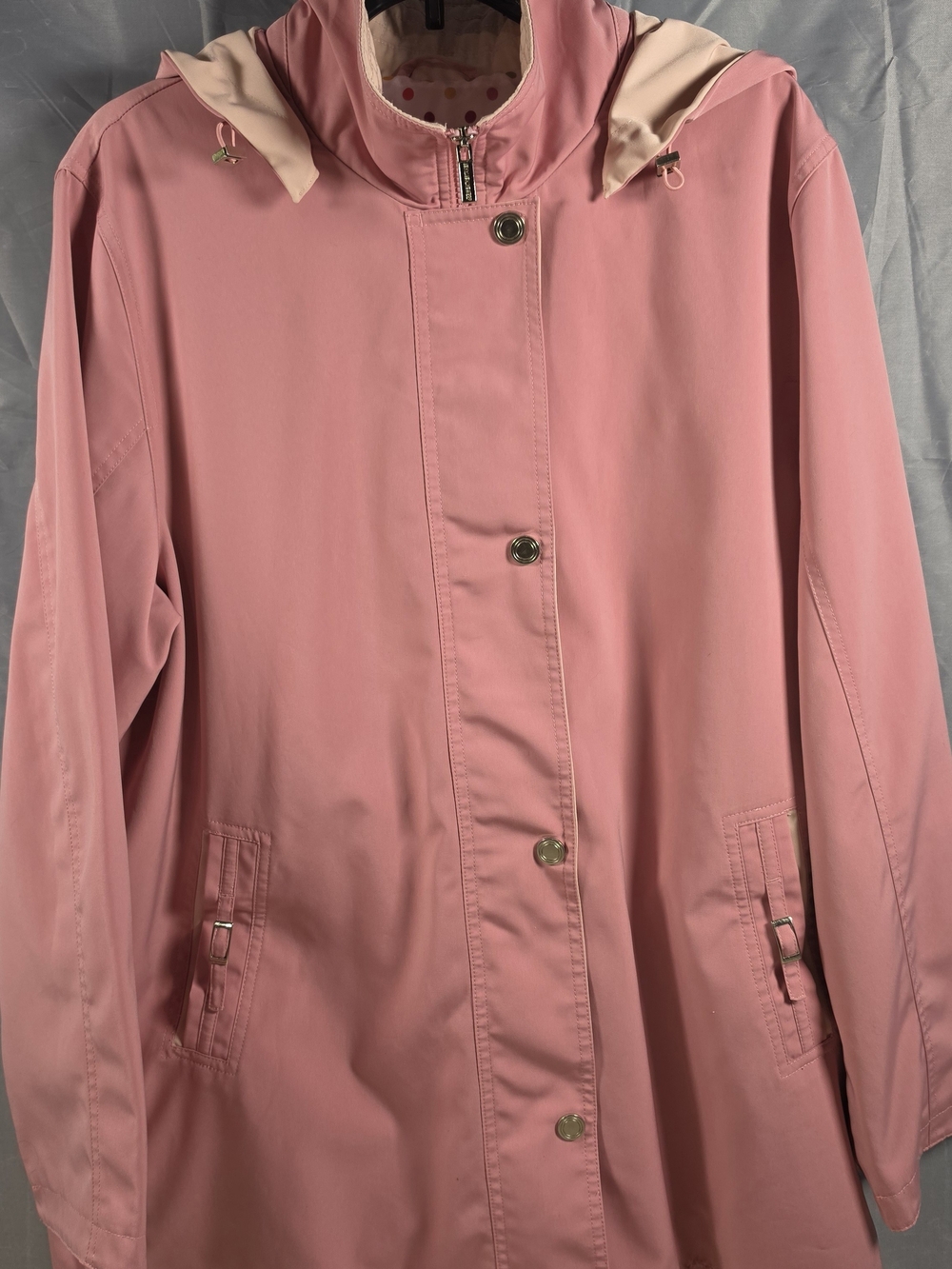 Vintage Women's Pink Hooded Raincoat Jacket By Weather Tamer Size XL